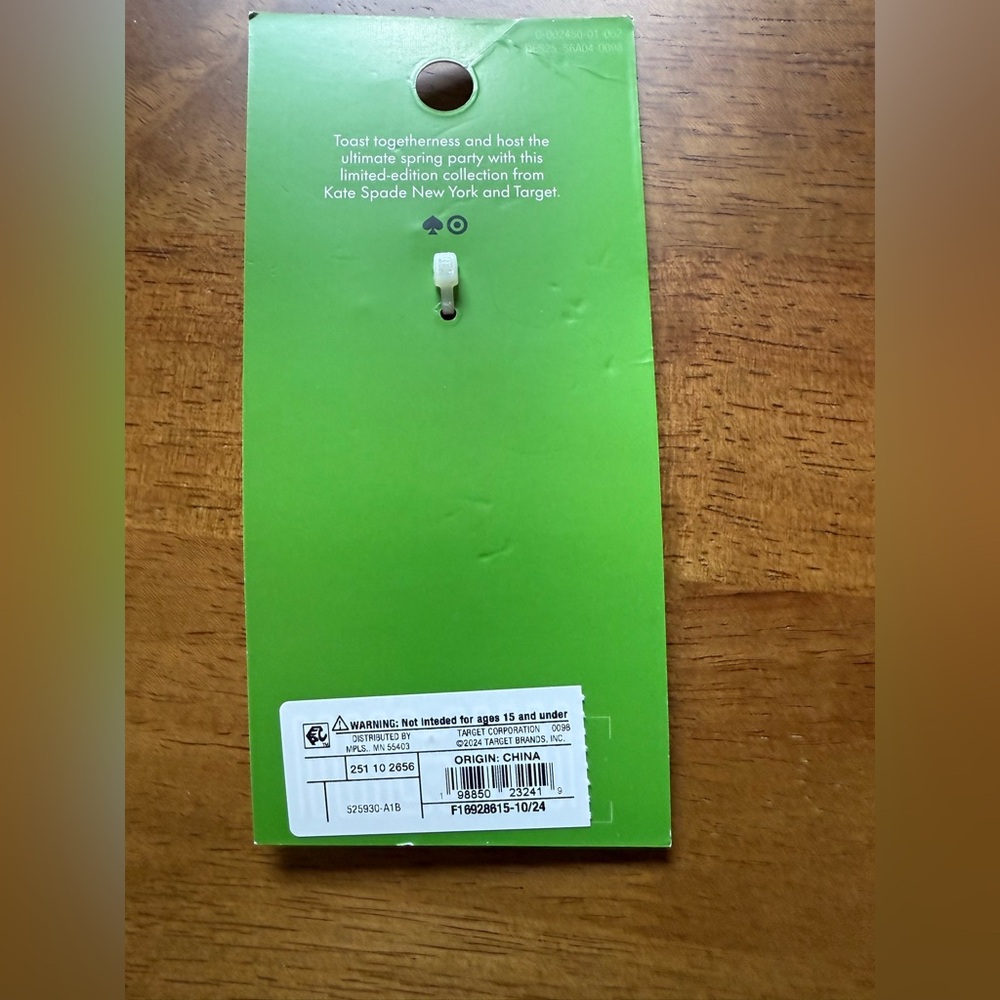 NWT French Fry Bag Charm Keychain- kate spade new york x Target Gold/Black/Green - Picture 7 of 7